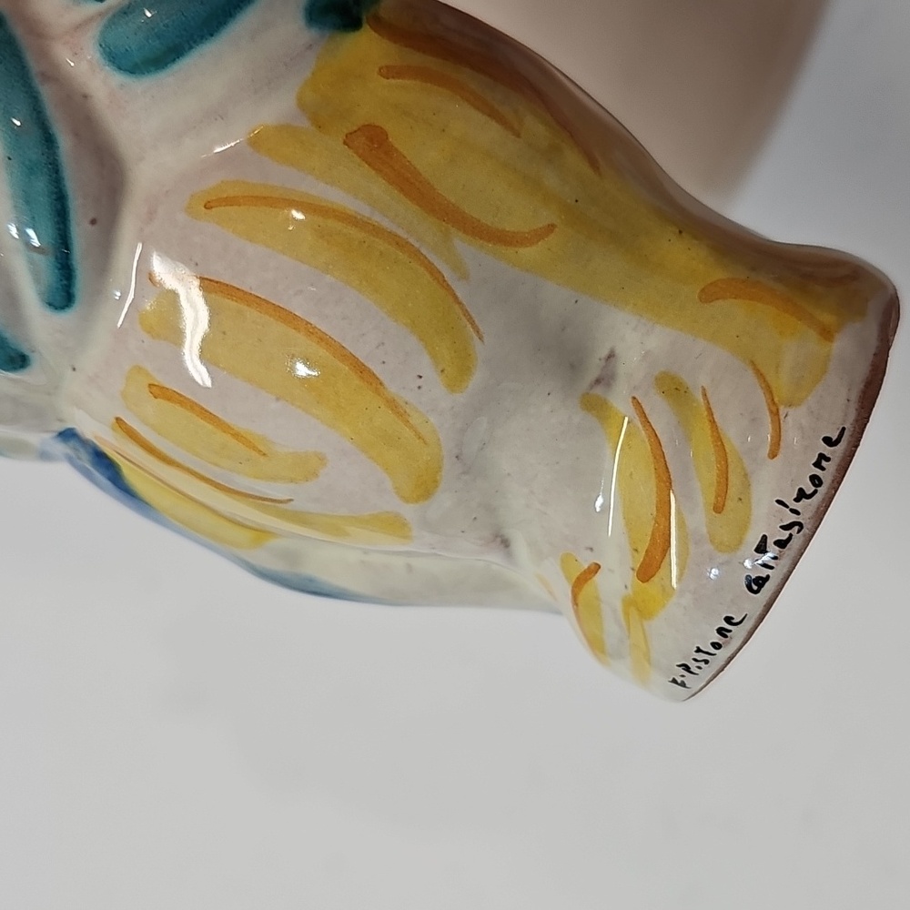 Caltagirone Sicily Italy Queen Moor's Head Small Vase, Signed F. Pistone - Picture 14 of 16
